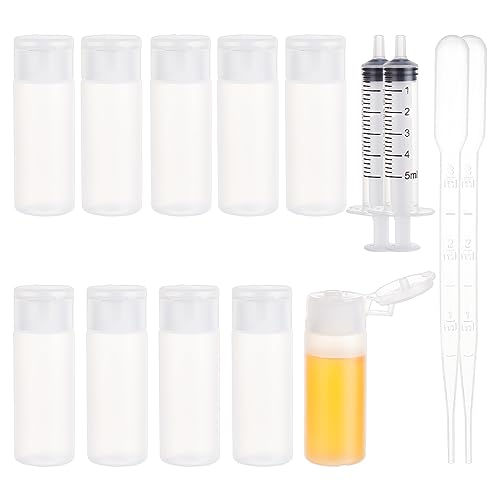 BENECREAT 10 Pack 12ml 0.4oz Mini Travel Bottles Flip Cap Squeeze Sample Bottles Travel Essentials Refillable Containers Bottles for Makeup Cosmetic Toiletries Product, Foundation