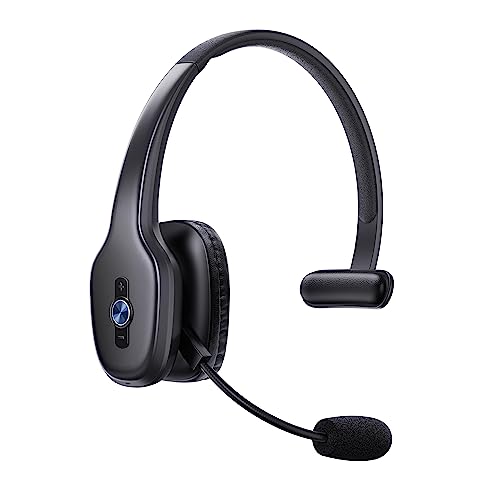 Gixxted Bluetooth Headset, Trucker Bluetooth Headset with Microphone, 60 Hours Working Time Wireless on-Ear Headset for Computer Cell Phone Trucker Home Office Work (Black)
