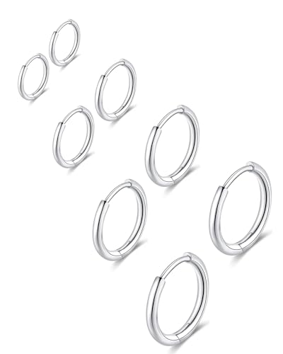 316L Surgical Stainless Steel Huggie Hoop Earrings 6mm 8mm 10mm 11mm 12mm 14mm Hypoallergenic Earrings Hoop Cartilage Helix Lobes Hinged Sleeper Earrings For Men Women Girls, Metal, not known