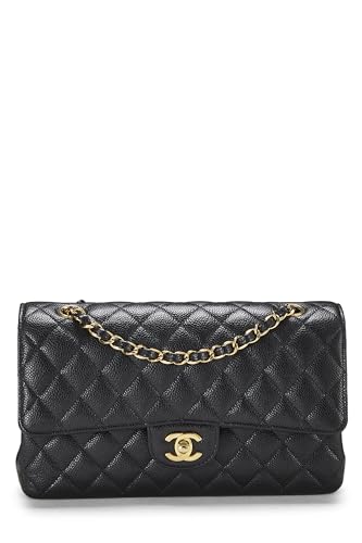 Chanel, Pre-Loved Black Quilted Caviar Classic Double Flap Medium, Black