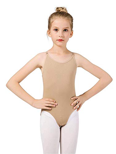 DANSHOW Women and Girls Nude Seamless Camisole Undergarment Leotard with Transition Straps(8A12)