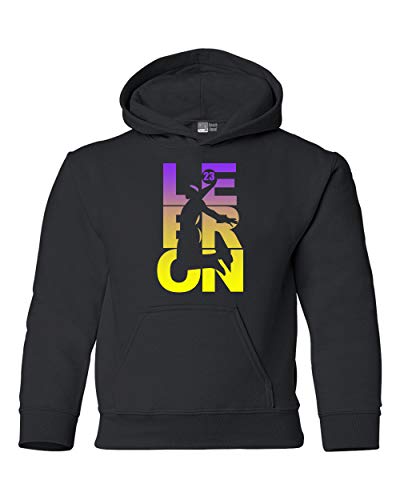 L23 23 Youth LA Basketball Sports DT Hoodie Kids Tee (Small, Black)