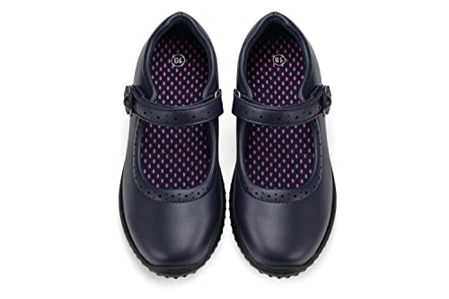 JABASIC Girl's Mary Jane School Uniform Shoes (9,Navy)