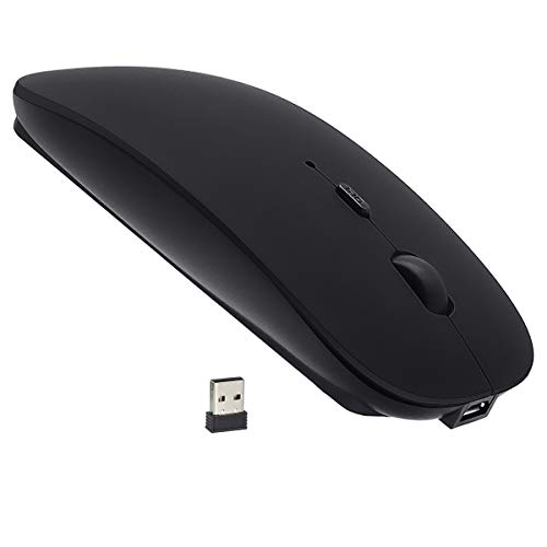 SUNGI Bluetooth Mouse, Rechargeable Wireless Mouse Dual Mode(Bluetooth 5.0+USB),Silent Slim with Adjustable DPI Computer mice for Laptop,Tablet,PC,Notebook,MacBook,OS,Android,Windows(Black)