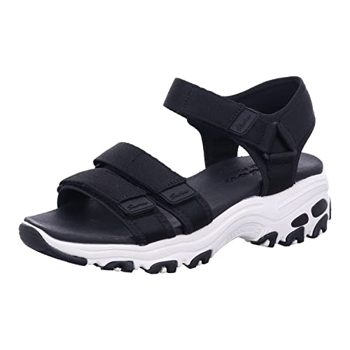 Skechers womens D'lites - Fresh Catch Wedge Sandal, Black, 9 US