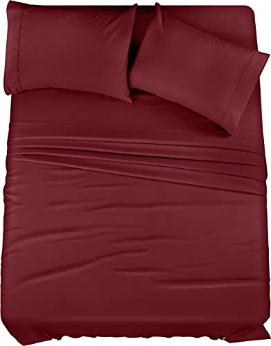 Utopia Bedding Queen Bed Sheets Set - 4 Piece Bedding - Brushed Microfiber - Shrinkage and Fade Resistant - Easy Care (Queen, Red Burgundy)