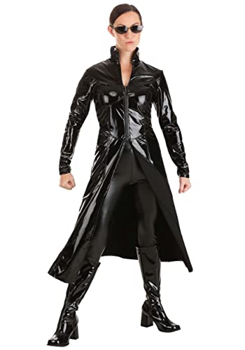 Fun Costumes The Matrix Trinity for Women, Long Black Jacket for Matrix Cosplay Party & Halloween Couples - Small