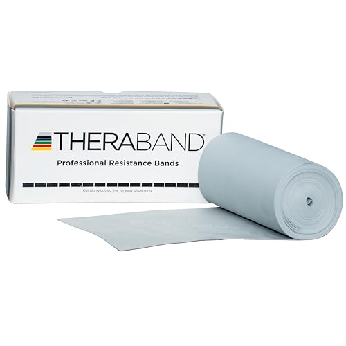 THERABAND Resistance Bands, 6 Yard Roll Professional Latex Elastic Band For Upper & Lower Body, Core Exercise, Physical Therapy, Pilates, Home Workouts, Rehab, Silver, Super Heavy, Advanced Level 2