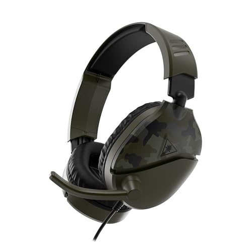 Turtle Beach Recon 70 Multiplatform Gaming Headset for Xbox Series X|S, PS5, Nintendo Switch, PC, Mobile w/ 3.5mm Wired Connection - Flip-to-Mute Mic, 40mm Speakers, Lightweight Design – Green Camo