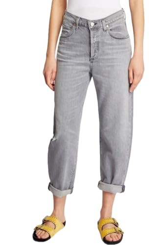 Citizens Of Humanity Dylan Jeans Womens Gray Straight Rolled Crop High Rise, Sleepless - 28
