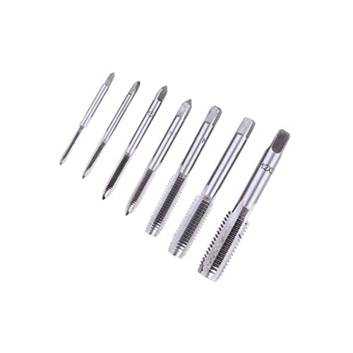 NIYANGLE Screw Tap Set 7 Pcs Tools Hole Cutter Die Milling Saw Metalworking Hand Tool Plug Drill Thread Screw Tap Wire Cutter Manual Bearing Steel Taps