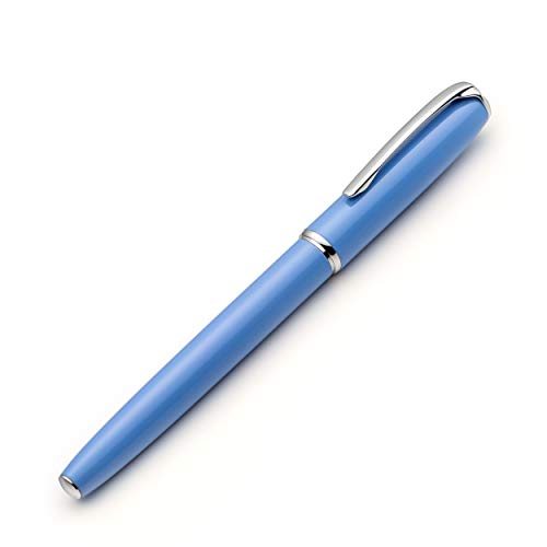 ZenZoi Blue Fountain Pen – Beautiful Pen for Women, Men. Smooth Writing Schmidt Fine Nib. Luxury Pen Gift Set, Converter, 2 Ink Refills. Nice, Refillable, Professional, Journaling Pen
