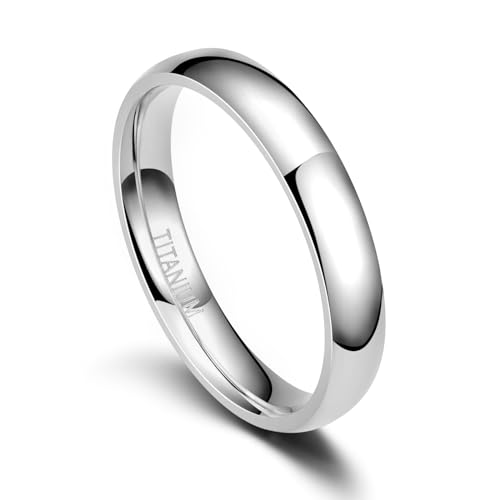 TIGRADE 2mm 4mm 6mm 8mm 10mm Titanium Ring Plain Dome High Polished Wedding Band Comfort Fit Size 3-15,4mm,Size 7.5