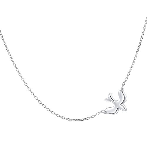 DAOCHONG S925 Sterling Silver Jewelry Doves Birds Faith Hope Love Choker Necklace 14+4'