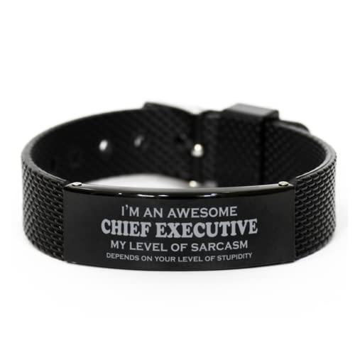 Chief Executive Bracelet Gifts for Chief Executive My Level of Sarcasm Black Shark Mesh Bracelet Gifts Unique Inspirational Sarcasm for Husband Birthday Funny Bracelet,at8116