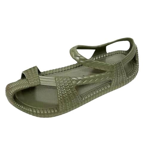 JEUROT Sandals for Women Men EVA Anti-Slip Summer Beach Sandals, Unisex Casual Braided Sandals, Comfortable Sole Shoes (Green, 8)