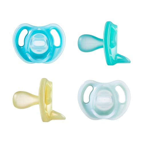 Tommee Tippee Ultra-Light Silicone Pacifier, Symmetrical One-Piece Design, BPA-Free Silicone Binkies, 6-18 months, Pack of 4 Pacifiers