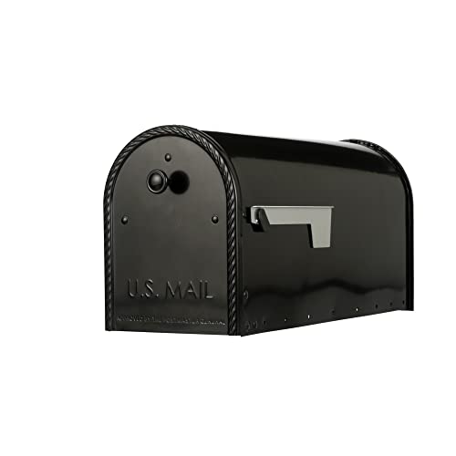 Architectural Mailboxes Edwards Galvanized Steel Post Mount Mailbox, Compatibility Code B, EM160BAM, Black, Large Capacity