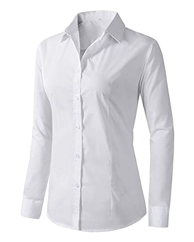 Women's Formal Work Wear White Simple Shirt (225 White, M)