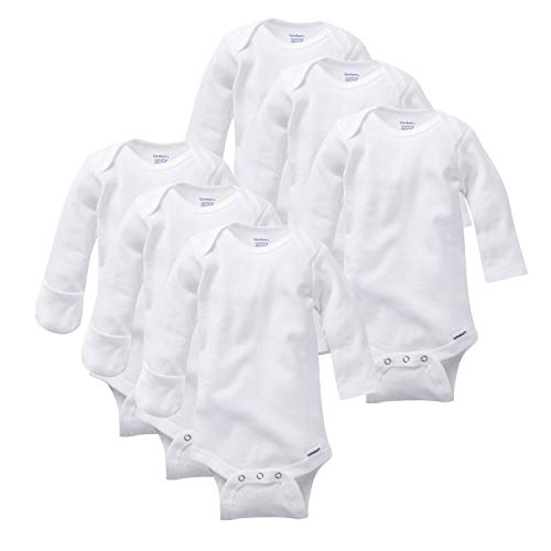Gerber Unisex Baby Multi-Pack Long-Sleeve Onesies Bodysuit Mitten Cuff Sizes 6-Pack Mitten Cuff Newborn