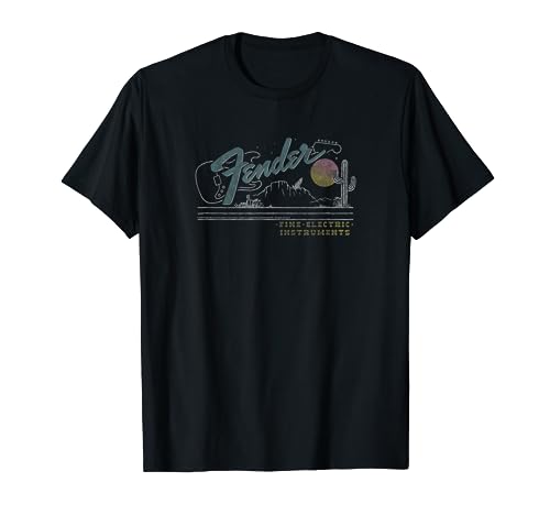 Fender Classic Fit Crew Neck T-Shirt - Vintage Desert Logo, Short Sleeve, Black