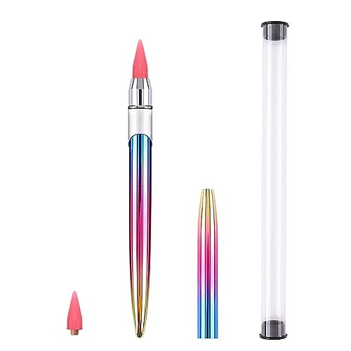 ForSewian Rhinestone Picker Dotting Wax Pen, Bling Pick Up Tool with One Additional Replaceable Wax Head, Rhinestone Pickup Applicator Tool for DIY Nail Art (pink)