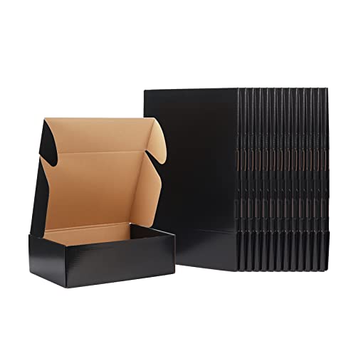 EXYGLO Shipping Cardboard Boxes for Small Business, Packing and Mailing, 12x9x4 - Pack of 20, Black