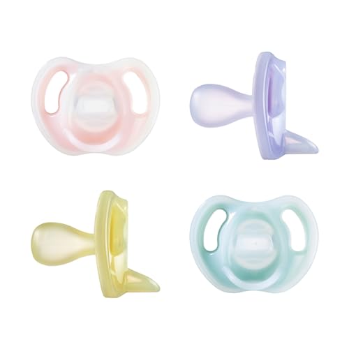 Tommee Tippee Ultra-light Silicone Pacifier, Symmetrical One-Piece Design, BPA-Free Silicone Binkies, 6-18 months, Pack of 4 Pacifiers
