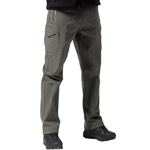 FREE SOLDIER Men's Outdoor Softshell Fleece Lined Cargo Pants Snow Ski Hiking Pants with Belt (Gray 38W x 32L)