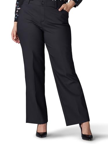 Lee Women's Plus Size Ultra Lux Comfort with Flex Motion Trouser Pant Black 22W, 22 Petite