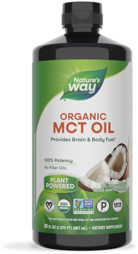 Nature's Way Organic MCT Oil, Brain and Body Fuel from Coconuts*; Keto and Paleo Certified, Organic, Gluten Free, Non-GMO Project Verified, 30 Fl Oz (Packaging May Vary)
