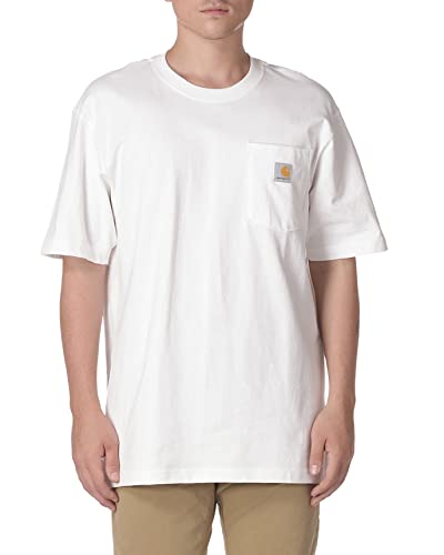 Carhartt Mens Loose Fit Heavyweight Short-sleeve Pocket Work-utility-t-shirts, White, X-Large US