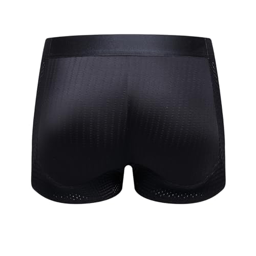 JOCKMAIL Mens Boxer Briefs Breathable Mens Padded Underwear Boxer with Hip Pad Mens Underwear Trunks (US, Alpha, Medium, Regular, Regular, 467Black)