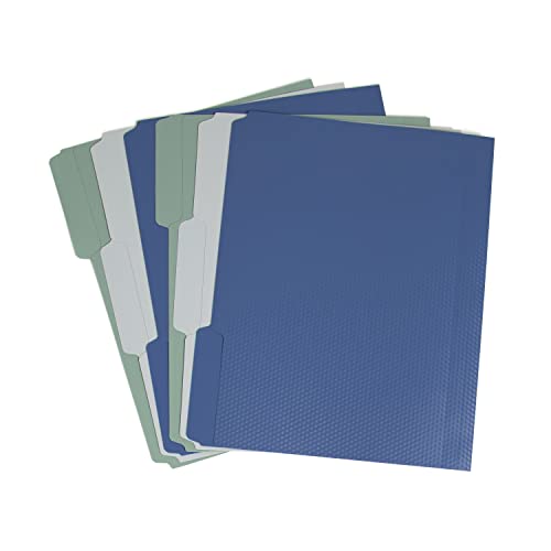 U Brands Performance Poly File Folders Set, Office Supplies, Blue, Gray, Green, Assorted Styles 6 Count