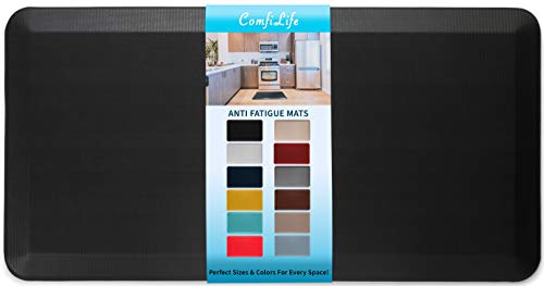 ComfiLife Anti Fatigue Floor Mat – 3/4 Inch Thick Perfect Kitchen Mat, Standing Desk Mat – Comfort at Home, Office, Garage – Durable – Stain Resistant – Non-Slip Bottom (20' x 39', Black)