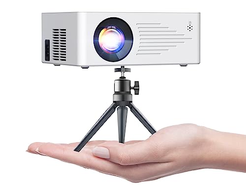 TMY Mini Projector for iPhone, Portable Projector with 5G WiFi and Bluetooth, 1080P HD Projector【with Tripod】, Movie Projector for iOS/Android/PC/TV Stick/HDMI/AV/USB, Indoor & Outdoor use