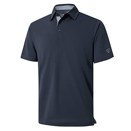 M MAELREG Mens Pique Polo Shirts Short Sleeve Performance Moisture Wicking Quick Dry Casual Golf Shirts for Men Dark Grey