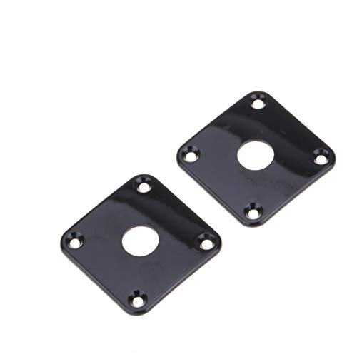 Musiclily Pro Plastic Curved Jack Plate Square Jackplates Compatible with USA Les Paul Epiphone Les Paul Guitar, Black(Set of 2)