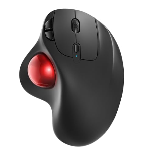 Nulea M501 Wireless Trackball Mouse, Rechargeable Ergonomic, Easy Thumb Control, Precise & Smooth Tracking, 3 Device Connection (Bluetooth or USB), Compatible for PC, Laptop, iPad, Mac, Windows.