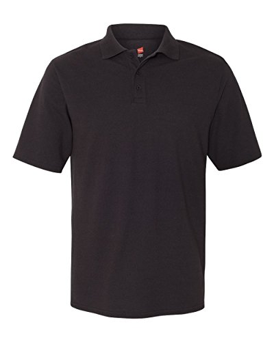 Hanes mens Short Sleeve X-temp W/ Freshiq Polo Shirt, Black, Large US
