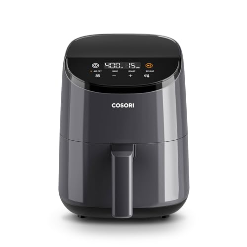 COSORI Air Fryer 2.1 Qt, 4-in-1 Small Mini Airfryer, Bake, Roast, Reheat, 97% Less Oil, Compact & Quiet, Nonstick & Dishwasher Safe Basket, 30 In-App Recipes with Nutrition Facts, Auto-Shut Off, Grey