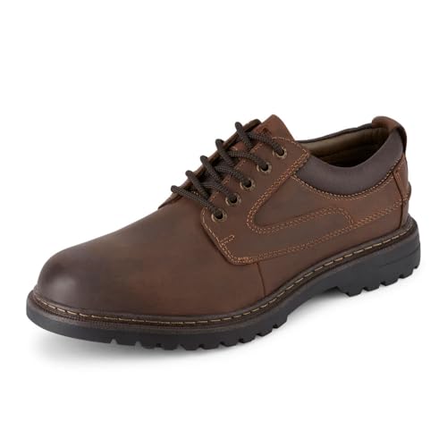 Dockers Mens Warden Leather Rugged Casual Oxford Shoe with Stain Defender, Red Brown, 10.5 W