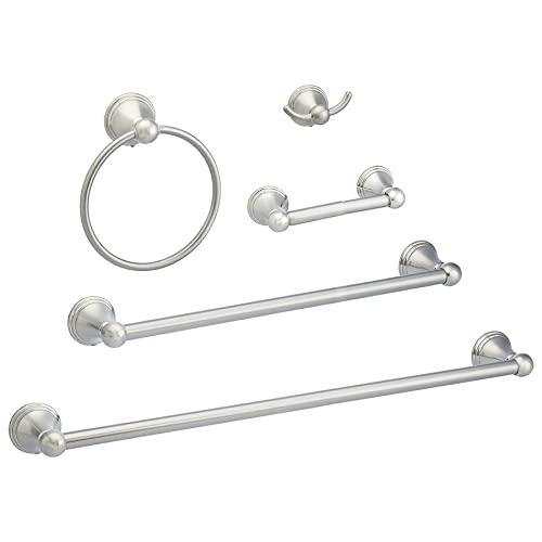 Amazon Basics AB-BR817-SN Bathroom Hardware Set, Variety Pack, 5 Piece, Satin Nickel