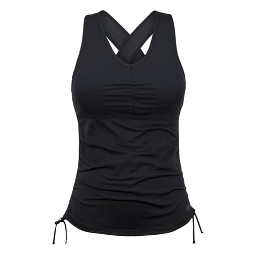 UV SKINZ Swim Tankini for Women - UPF 50+ Sun Protection, Modest Swim Tank Top, Swimsuit Top, Tankini Top with Bra Support - Black - XL