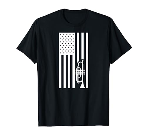 Marching Band Trumpet Tee Shirt for Men Women American Flag