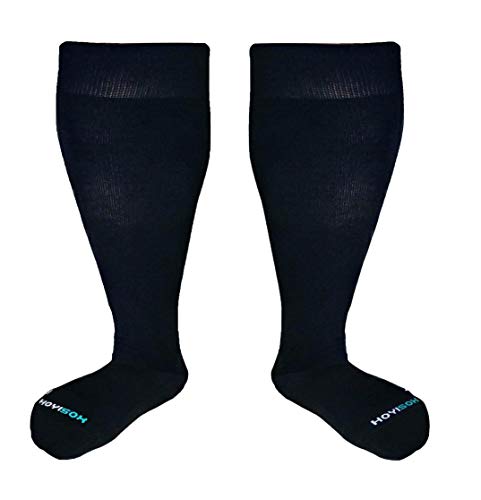 HOYISOX Big and Tall Compression Socks 20-30 mmHg, Comfortable Knee High Socks for Men and Women (as1, alpha, 4x_l, regular, regular, Black)