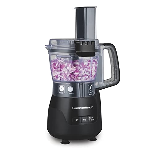 Hamilton Beach Stack & Snap 4-Cup Mini Food Processor & Vegetable Chopper, 250 Watts, for Slicing, Shredding, and Puree, Black (70510)