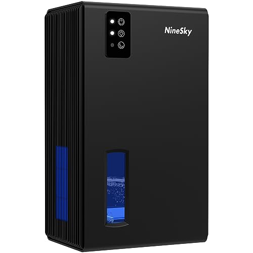 NineSky Dehumidifier for Home, 95 OZ Water Tank, (800 sq.ft) Dehumidifiers for Bathroom, Bedroom with Auto Shut Off, 7 Colors LED Light (Black)