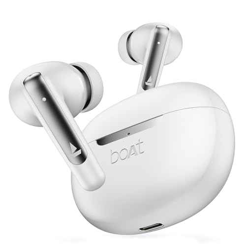 BOAT Newly Launched Airdopes 141 ANC TWS Earbuds with 42 hrs Playback/50 ms Low Latency BeastMode/IWPTech/Signature Sound/Quad Mics with ENx/ASAP Charge/USB Type-C Port/IPX5 (White)