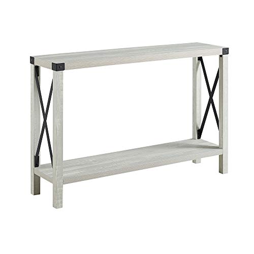 Walker Edison Sedalia Modern Farmhouse Metal X Entry Table, 46 Inch, Stone Grey